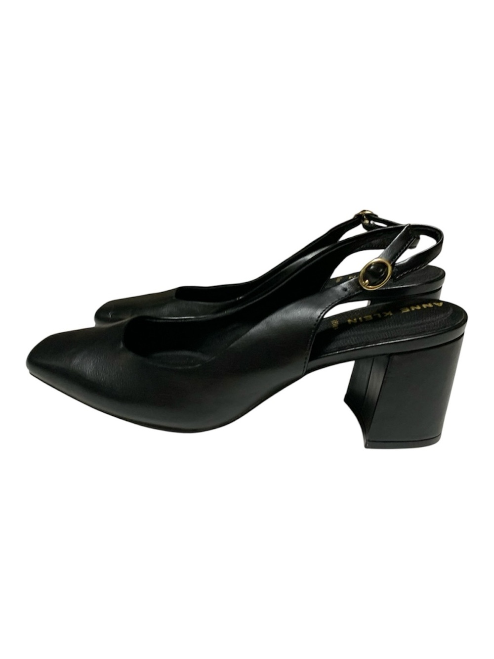Anne Klein Black Slingback Square-Toe Heels